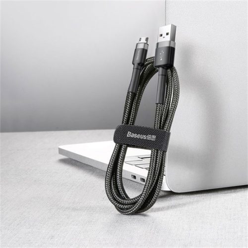 Baseus Cafule USB Type-A – Micro USB, 12W gyorstöltő adatkábel, 1m, fekete/szürke
