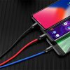 Baseus Three Primary Colors 3-in-1 USB Type-A – iPhone+USB Type-C+Micro USB, 3.5A gyorstöltő adatkábel, 0.3m, fekete