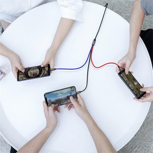 Baseus Three Primary Colors 3-in-1 USB Type-A – iPhone+USB Type-C+Micro USB, 3.5A gyorstöltő adatkábel, 1.2m, fekete