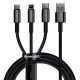 Baseus Tungsten Gold 3-in-1 USB Type-A – iPhone+USB Type-C+Micro USB, 3.5A gyorstöltő adatkábel, 1.5m, fekete