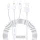 Baseus Superior USB Type-A – iPhone+USB Type-C+Micro USB, 3.5A gyorstöltő adatkábel, 1.5m, fehér