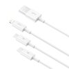 Baseus Superior USB Type-A – iPhone+USB Type-C+Micro USB, 3.5A gyorstöltő adatkábel, 1.5m, fehér