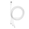 Baseus Superior USB Type-A – iPhone+USB Type-C+Micro USB, 3.5A gyorstöltő adatkábel, 1.5m, fehér