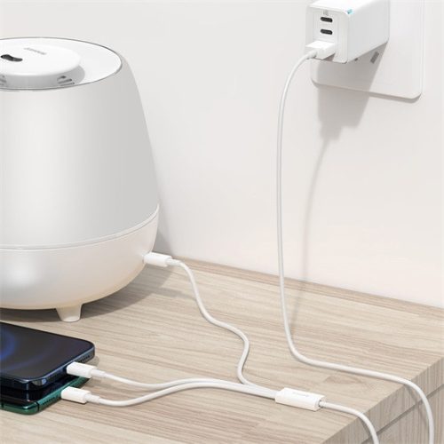 Baseus Superior USB Type-A – iPhone+USB Type-C+Micro USB, 3.5A gyorstöltő adatkábel, 1.5m, fehér