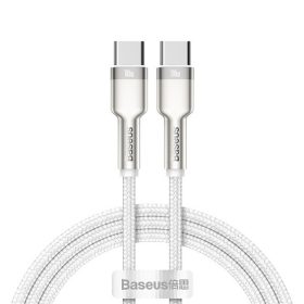   Baseus Cafule Metal USB Type-C, 100W gyorstöltő adatkábel, 1m, fehér
