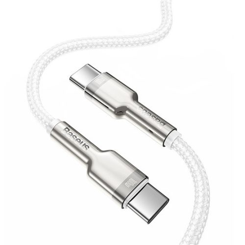 Baseus Cafule Metal USB Type-C, 100W gyorstöltő adatkábel, 1m, fehér