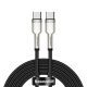 Baseus Cafule Metal USB Type-C, 100W gyorstöltő adatkábel, 2m, fekete