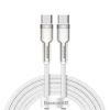 Baseus Cafule Metal USB Type-C, 100W gyorstöltő adatkábel, 2m, fehér