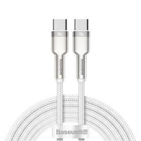   Baseus Cafule Metal USB Type-C, 100W gyorstöltő adatkábel, 2m, fehér