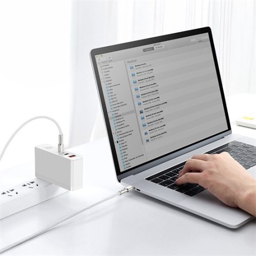 Baseus Cafule Metal USB Type-C, 100W gyorstöltő adatkábel, 2m, fehér