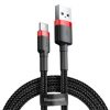 Baseus Cafule USB Type-A – USB Type-C, 18W gyorstöltő adatkábel, 0.5m, fekete/piros
