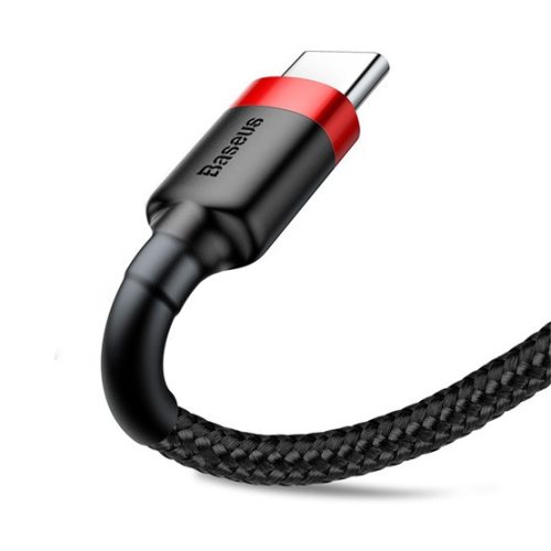 Baseus Cafule USB Type-A – USB Type-C, 18W gyorstöltő adatkábel, 0.5m, fekete/piros