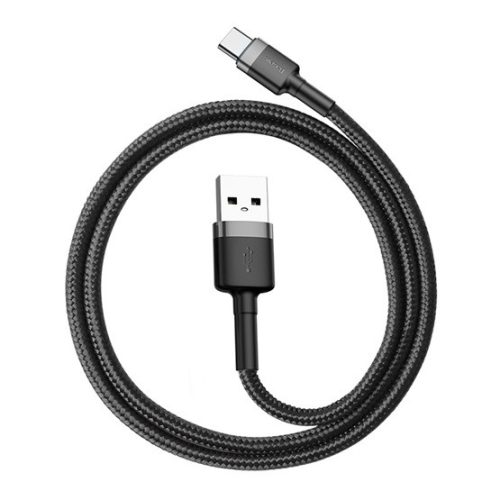 Baseus Cafule USB Type-A – USB Type-C, 18W gyorstöltő adatkábel, 0.5m, fekete/szürke