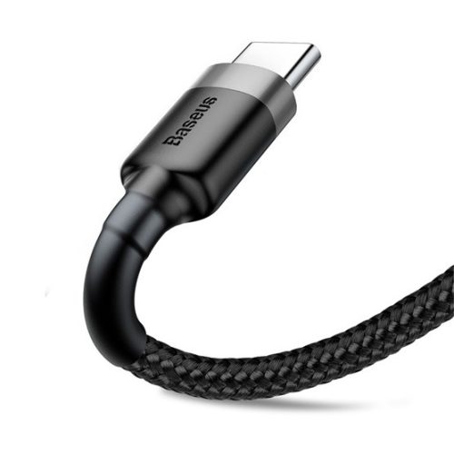 Baseus Cafule USB Type-A – USB Type-C, 18W gyorstöltő adatkábel, 0.5m, fekete/szürke