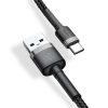 Baseus Cafule USB Type-A – USB Type-C, 18W gyorstöltő adatkábel, 0.5m, fekete/szürke