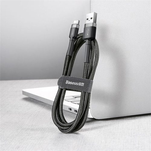 Baseus Cafule USB Type-A – USB Type-C, 18W gyorstöltő adatkábel, 0.5m, fekete/szürke