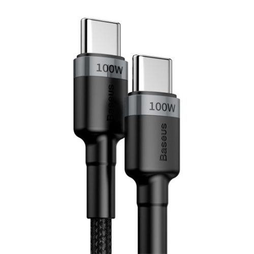 Baseus Cafule USB Type-C, 100W gyorstöltő adatkábel, 2m, fekete/szürke