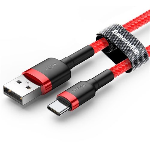 Baseus Cafule USB Type-A – USB Type-C, 18W gyorstöltő adatkábel, 1m, piros