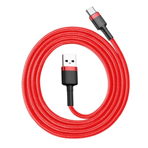 Baseus Cafule USB Type-A – USB Type-C, 18W gyorstöltő adatkábel, 1m, piros