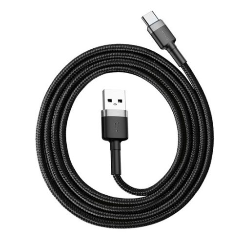 Baseus Cafule USB Type-A – USB Type-C, 18W gyorstöltő adatkábel, 1m, fekete/szürke