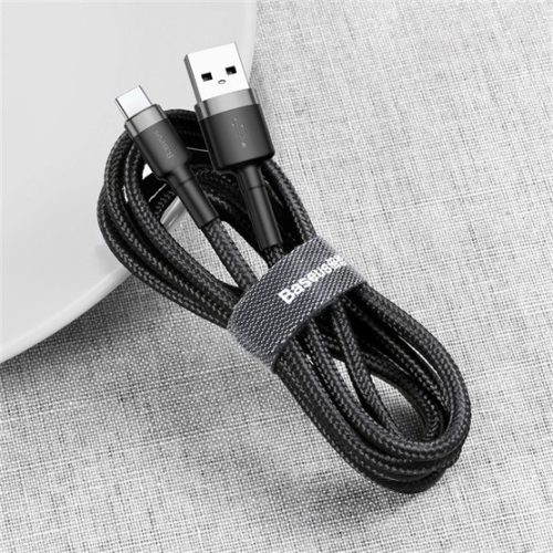 Baseus Cafule USB Type-A – USB Type-C, 18W gyorstöltő adatkábel, 1m, fekete/szürke