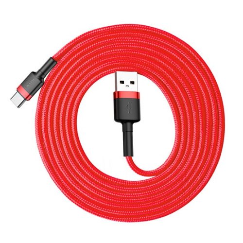 Baseus Cafule USB Type-A – USB Type-C, 10W töltőkábel, 2m, piros