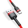 Baseus Cafule USB Type-A – USB Type-C, 10W töltőkábel, 2m, piros