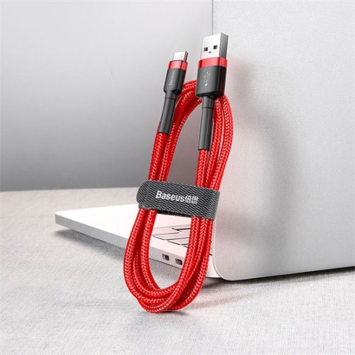 Baseus Cafule USB Type-A – USB Type-C, 10W töltőkábel, 2m, piros