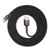 Baseus Cafule USB Type-A – USB Type-C, 10W töltőkábel, 2m, fekete/piros