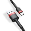 Baseus Cafule USB Type-A – USB Type-C, 10W töltőkábel, 2m, fekete/piros