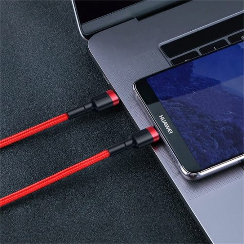 Baseus Cafule USB Type-C, 60W gyorstöltő adatkábel, 2m, piros