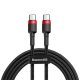 Baseus Cafule USB Type-C, 60W gyorstöltő adatkábel, 2m, fekete/piros