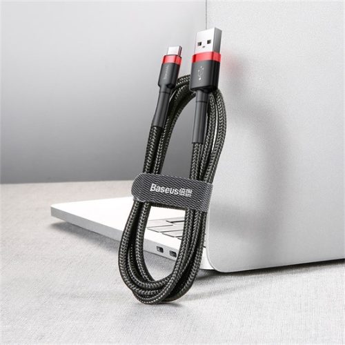 Baseus Cafule USB Type-A – USB Type-C, 10W töltőkábel, 3m, fekete/piros