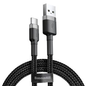  Baseus Cafule USB Type-A – USB Type-C, 10W töltőkábel, 3m, fekete/szürke
