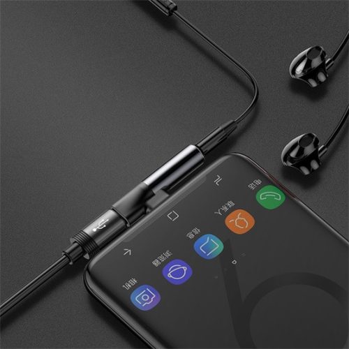 Baseus L41 USB Type-C – USB Type-C/3,5 mm jack audió és táp adapter, fekete