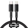 Baseus High Density Braided USB Type-C – iPhone, PD 20W gyorstöltő adatkábel, 1m, fekete