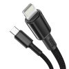 Baseus High Density Braided USB Type-C – iPhone, PD 20W gyorstöltő adatkábel, 1m, fekete