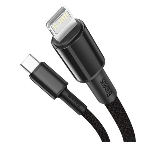 Baseus High Density Braided USB Type-C – iPhone, PD 20W gyorstöltő adatkábel, 1m, fekete