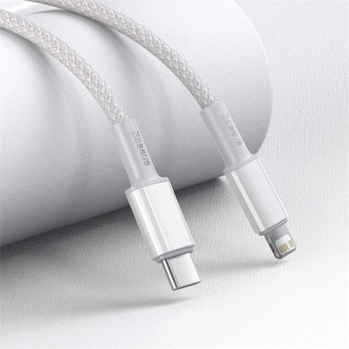 Baseus High Density Braided USB Type-C – iPhone, PD 20W gyorstöltő adatkábel, 1m, fehér