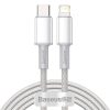 Baseus High Density Braided USB Type-C – iPhone, PD 20W gyorstöltő adatkábel, 2m, fehér