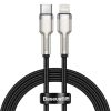Baseus Cafule Metal USB Type-C – iPhone, PD 20W gyorstöltő adatkábel, 1m, fekete