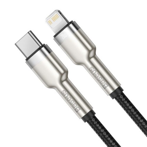 Baseus Cafule Metal USB Type-C – iPhone, PD 20W gyorstöltő adatkábel, 1m, fekete