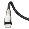 Baseus Cafule Metal USB Type-C – iPhone, PD 20W gyorstöltő adatkábel, 1m, fekete
