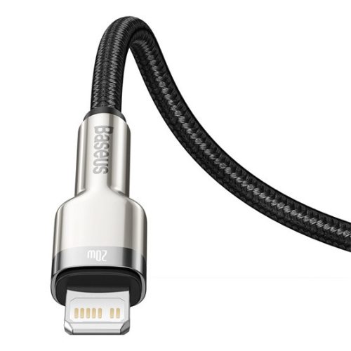 Baseus Cafule Metal USB Type-C – iPhone, PD 20W gyorstöltő adatkábel, 1m, fekete