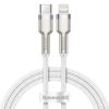 Baseus Cafule Metal USB Type-C – iPhone, PD 20W gyorstöltő adatkábel, 1m, fehér