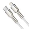 Baseus Cafule Metal USB Type-C – iPhone, PD 20W gyorstöltő adatkábel, 1m, fehér