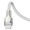 Baseus Cafule Metal USB Type-C – iPhone, PD 20W gyorstöltő adatkábel, 1m, fehér