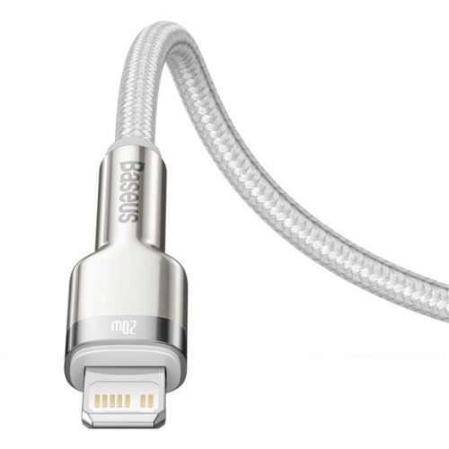 Baseus Cafule Metal USB Type-C – iPhone, PD 20W gyorstöltő adatkábel, 1m, fehér