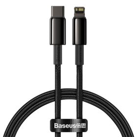  Baseus Tungsten Gold USB Type-C – iPhone, PD 20W gyorstöltő adatkábel, 1m, fekete