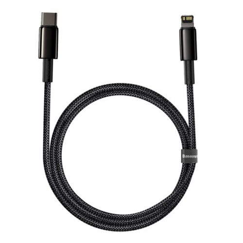 Baseus Tungsten Gold USB Type-C – iPhone, PD 20W gyorstöltő adatkábel, 1m, fekete